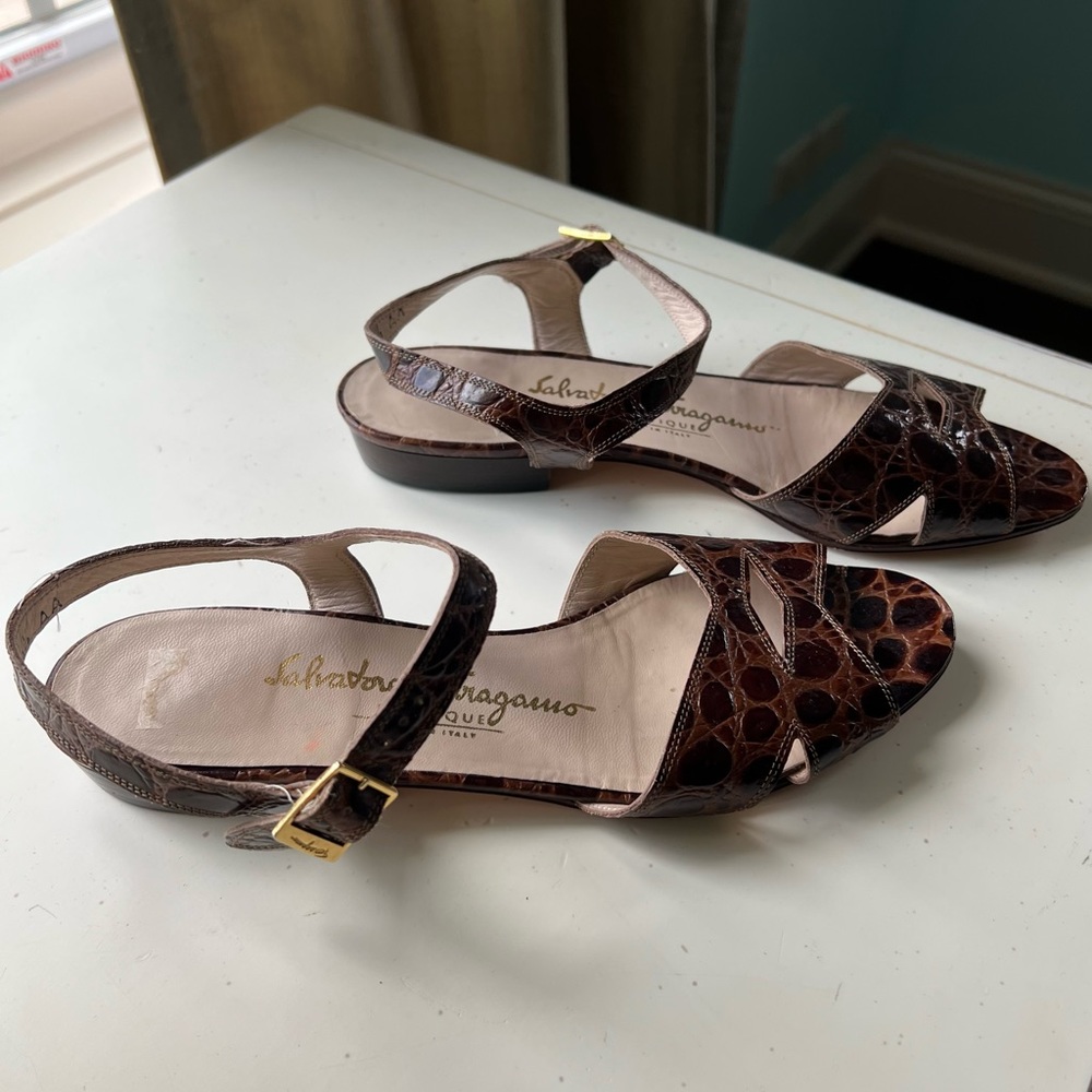 Salvatore Ferragamo Snakeskin Leather Sandals Italy
